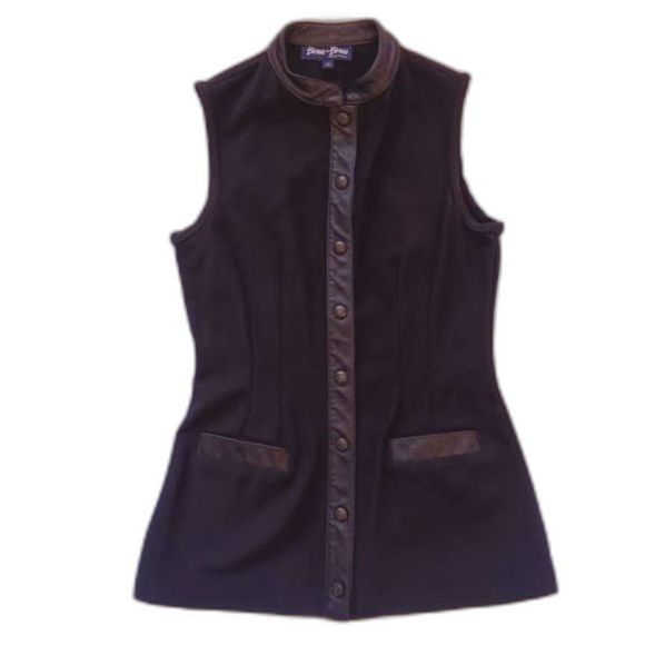 Bisou Bisou 90s Y2K Mod Faux Leather Top Sleeveless Snap Button High Neck Small - Picture 1 of 10